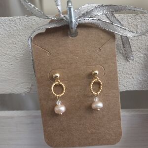 Elegant Gold Pearl Drop Earrings